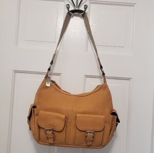 Tignanello Light Beige Pebble Grain Leather Shoulder Bag, Classic